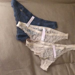 Victoria’s Secret lace thongs. 3 pairs as photographed.